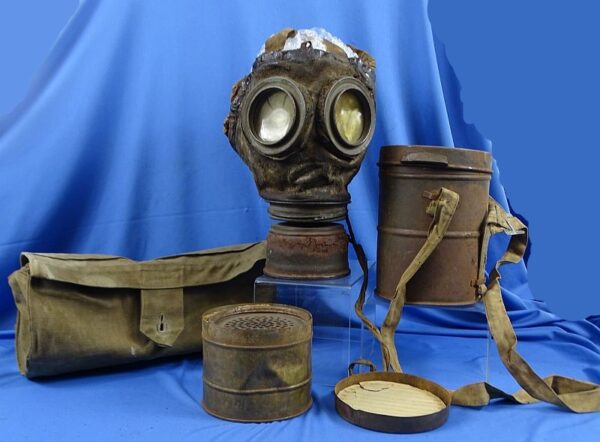 Named Landsturm Battalion WWI Model 1917 Gas Mask with Canister and Filters Carrying Bag