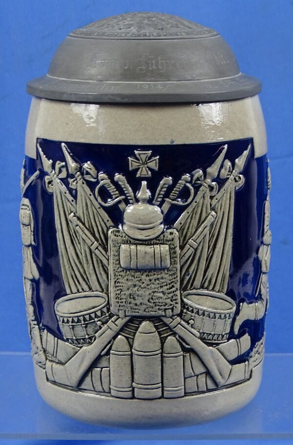 Imperial German Commemorative Service Stein with Engraved Lid