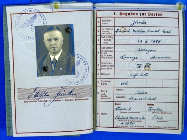 1938 Wehrpass of a Nazi Party Member with Certificate of Discharge - Image 3