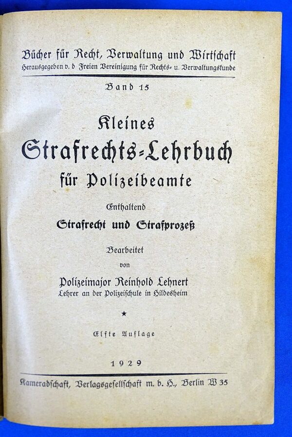 1929 German Police Officer Handbook on Criminal Law and Procedure - Image 2