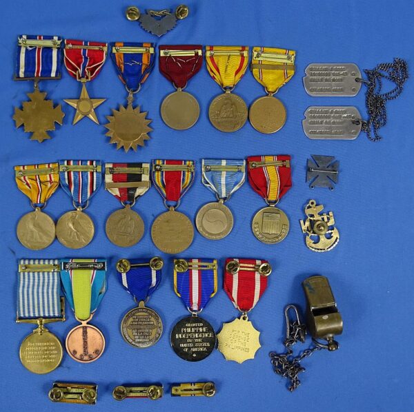 Identified U.S. Navy Aviation WWII and Korean War Medals Group with Dog Tags and Wings - Image 2