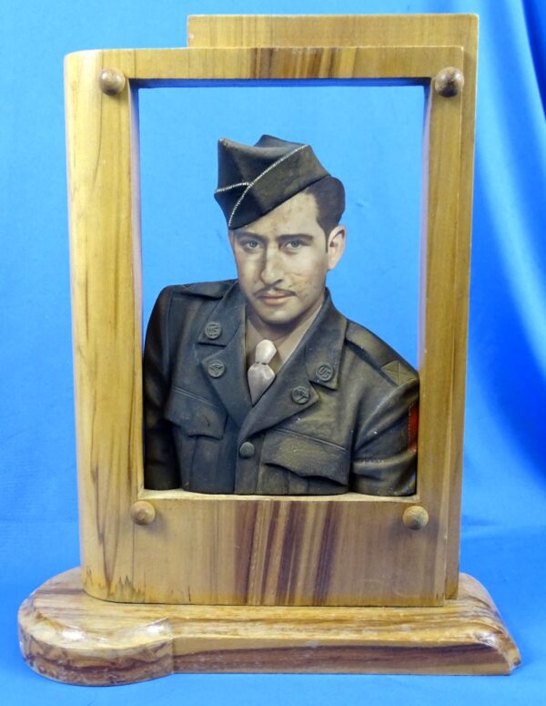 WWII U.S. Army Medic and WAC Portrait Photographs in Three Dimensional Wood - Image 2