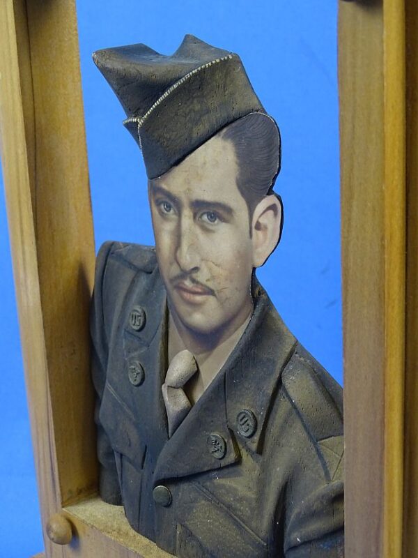 WWII U.S. Army Medic and WAC Portrait Photographs in Three Dimensional Wood - Image 3