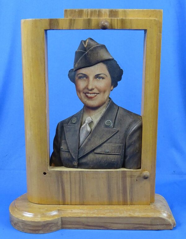 WWII U.S. Army Medic and WAC Portrait Photographs in Three Dimensional Wood - Image 5