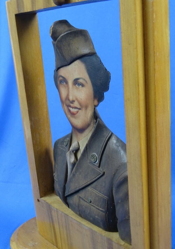 WWII U.S. Army Medic and WAC Portrait Photographs in Three Dimensional Wood - Image 6