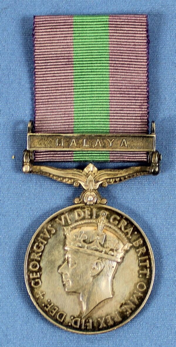 British King's General Service Medal with "Malaya" Bar to the Green Howards