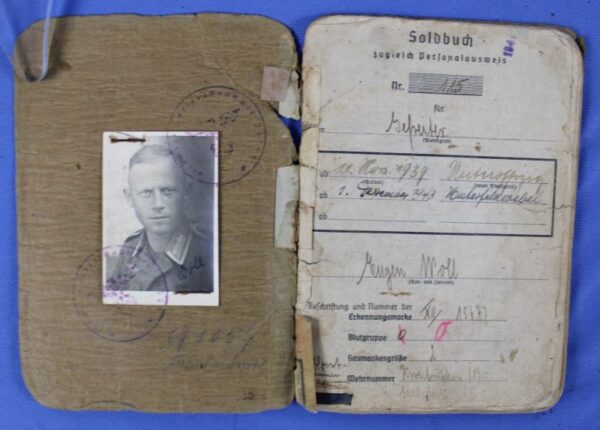 Soldbuch for a Decorated German Anti-Tank Unit Soldier