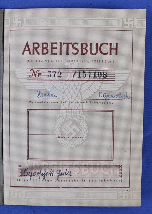 1944 German Arbeitsbuch - Image 2