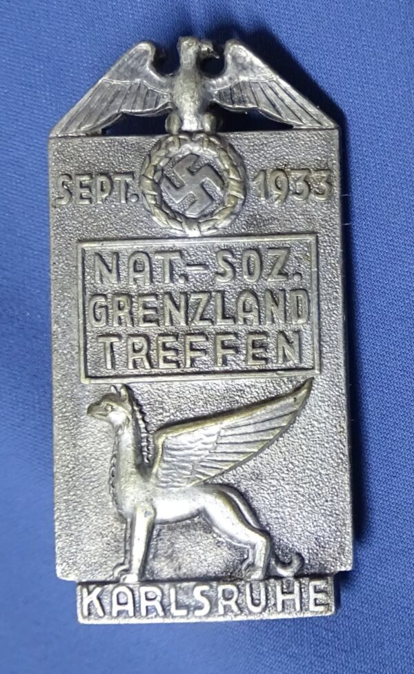 Sept 1933 Nat-Soz Grenzland Treffen Solid Badge By R. Schenkel