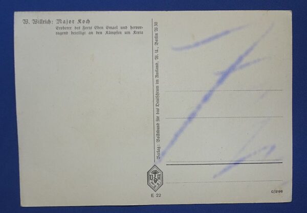 Postcard Signed By Fallschirmjäger Walter Koch Awarded Knights Cross For Eban Emael - Image 2