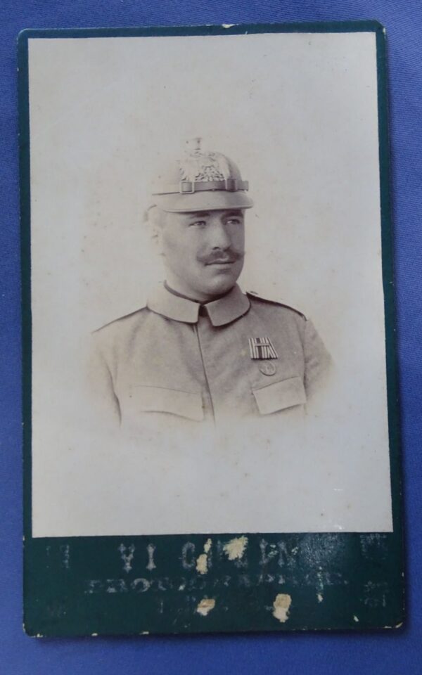 CDV of German Soldier Wearing Colonial Pickelhaube Taken In China