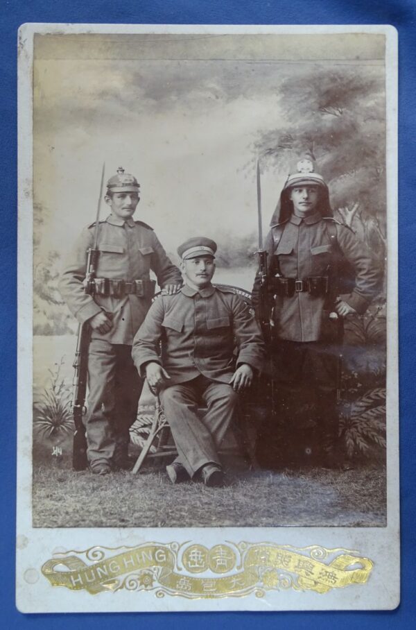 1903 Photograph of German Soldiers Wearing Colonial Headgear Taken In China