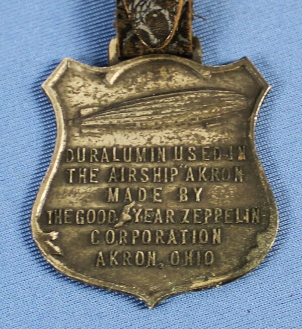 Goodyear Zeppelin Corporation Airship "Akron" Construction Material Watch Fob - Image 2