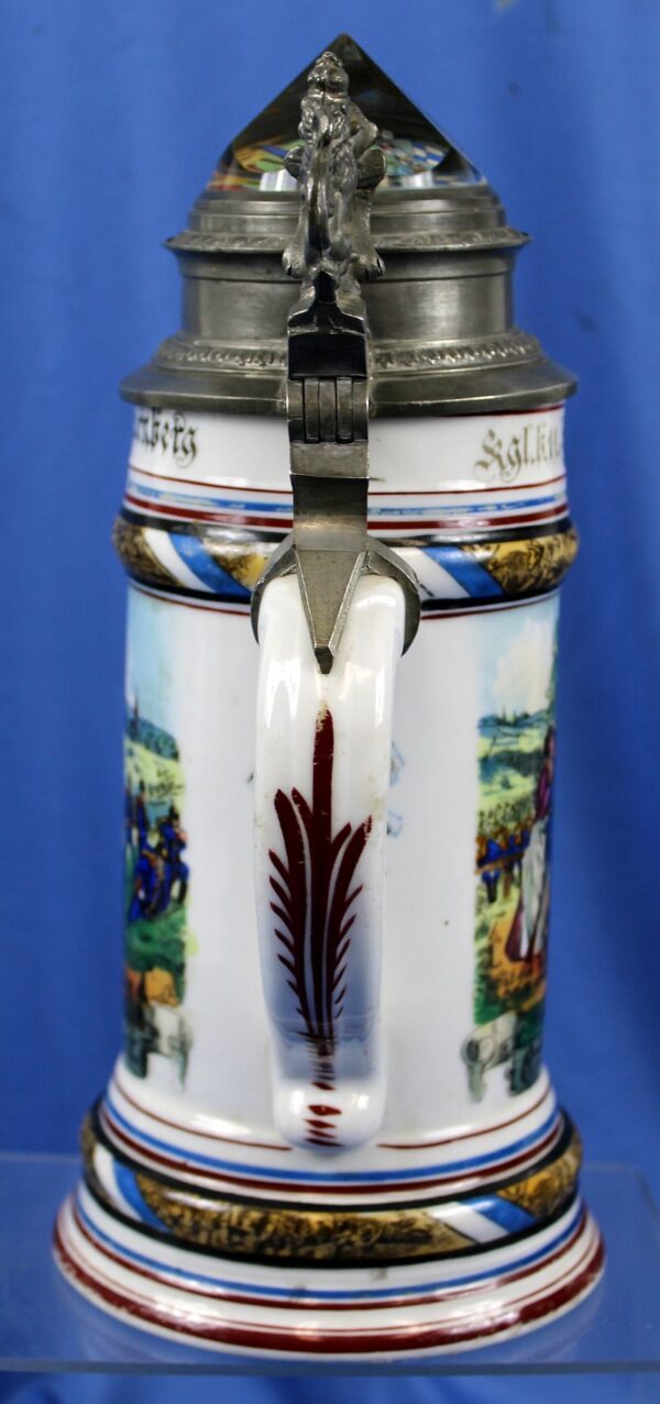 Named Imperial German 14th Royal Bavarian Infantry Regiment Reservist Stein With Prism Lid - Image 3