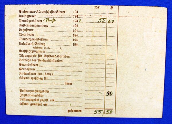 Third Reich Savings Account Statement Postcard - Image 2