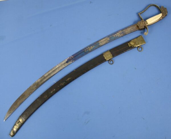 Eagle Head Pommel Sword with Gilt and Blued Decorated Blade - Image 2