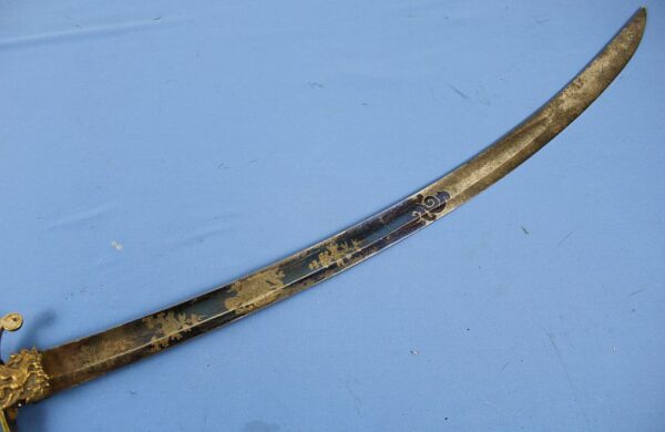 Eagle Head Pommel Sword with Gilt and Blued Decorated Blade - Image 4