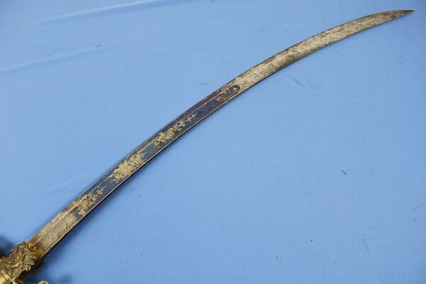 Eagle Head Pommel Sword with Gilt and Blued Decorated Blade - Image 5