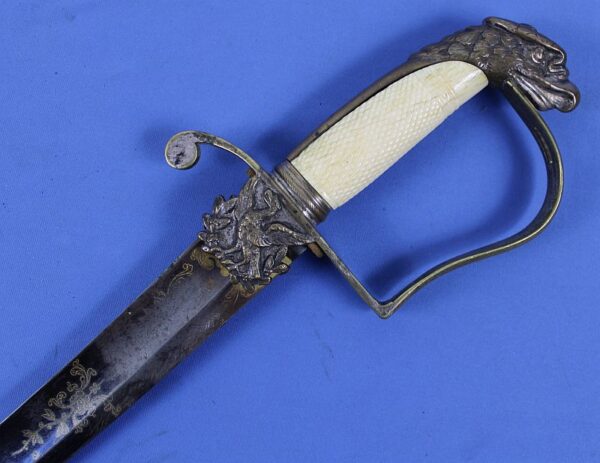 Eagle Head Pommel Sword with Gilt and Blued Decorated Blade - Image 8