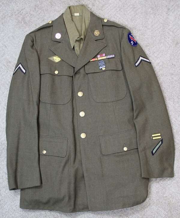 WWII U.S. Army Artillery Private Southwest Pacific Forces Tunic, Shirt and Overseas Cap