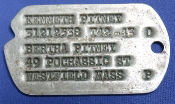 WWII Dog Tag Kenneth Pitney T42-43
