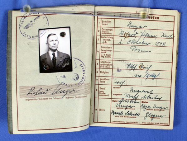 WWII Army Wehrpass of a World War I Veteran with Wehrpass Holder - Image 2