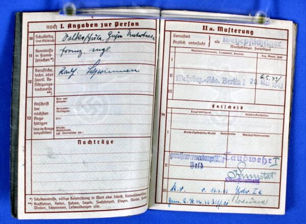 WWII Army Wehrpass of a World War I Veteran with Wehrpass Holder - Image 3
