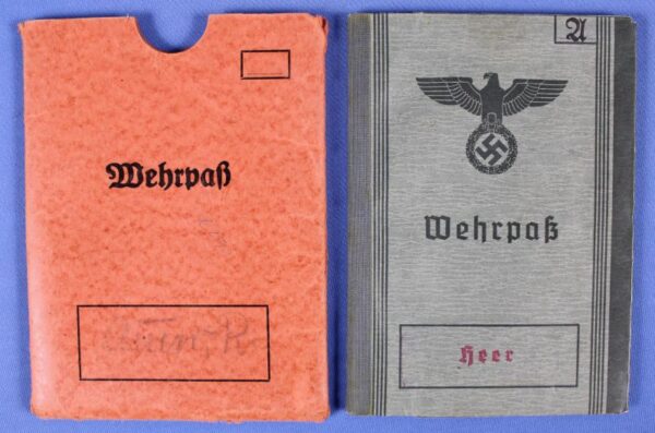 WWII Army Wehrpass of a World War I Veteran with Wehrpass Holder