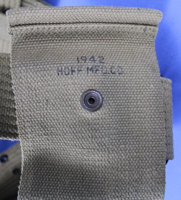 WWII Web Belt with Pistol Holster, Ammo Pouches, Bandage Pouch, and Canteen and Cup Set - Image 4