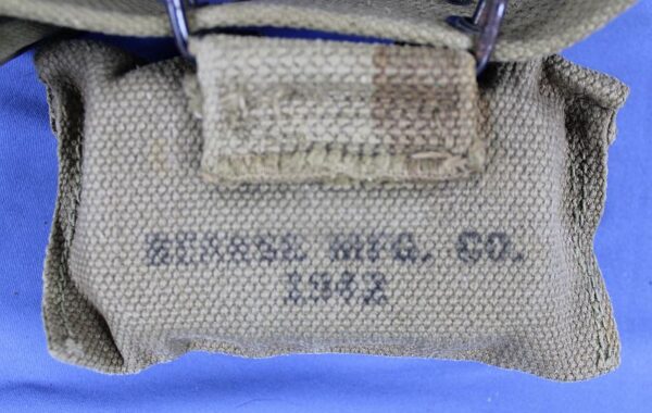 WWII Web Belt with Pistol Holster, Ammo Pouches, Bandage Pouch, and Canteen and Cup Set - Image 6