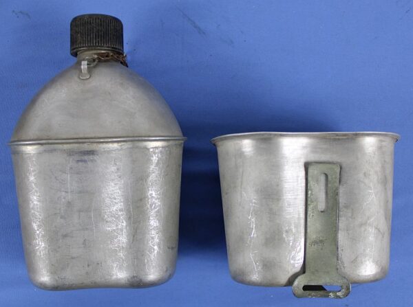 WWII Web Belt with Pistol Holster, Ammo Pouches, Bandage Pouch, and Canteen and Cup Set - Image 9