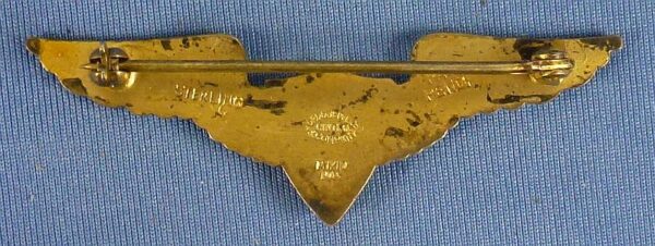WWII Sterling Pin Back Navy V-5 Program Pilot Wing - Image 2