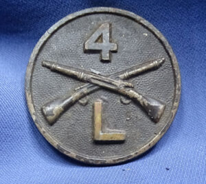 WWI 4th Infantry Co L Collar Disk - 3rd Division