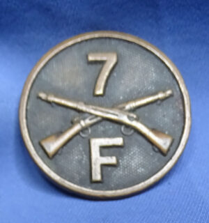 WWI 7th Infantry Co F Collar Disk - 3rd Division