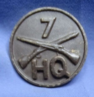 WWI 7th Infantry HQ Collar Disk - 3rd Division