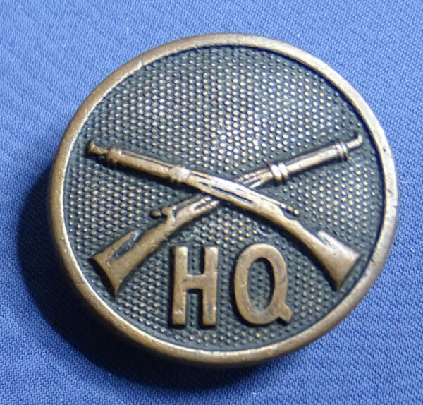 WWI Infantry Head Quarters "HQ" Collar Disk