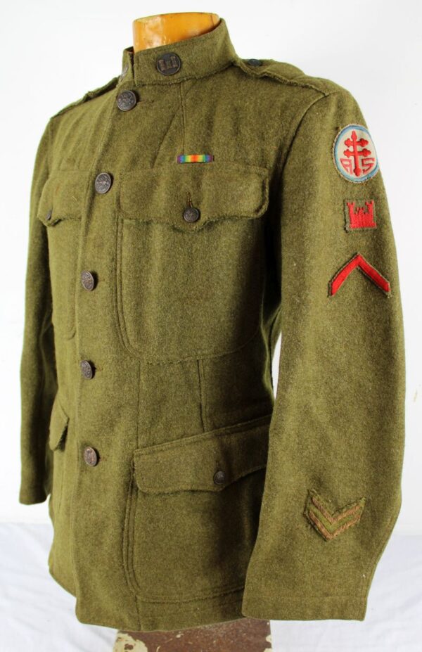 WWI Advance Sector of Supply Corps of Engineers Private First Class Mess Cook Tunic - Image 2