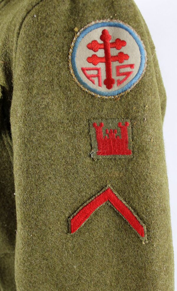 WWI Advance Sector of Supply Corps of Engineers Private First Class Mess Cook Tunic - Image 3