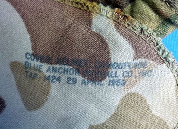 WWII Fixed Bale M1 Combat Helmet with Korean War U.S. Marine Corps Camouflage Cover - Image 9