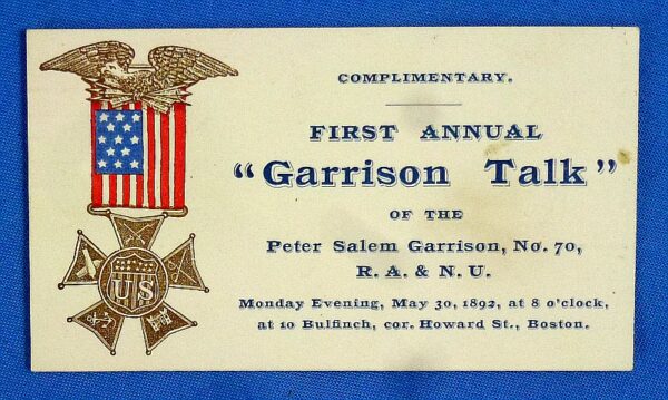 "Garrison Talk" Ticket of a Boston Army and Navy Union Post