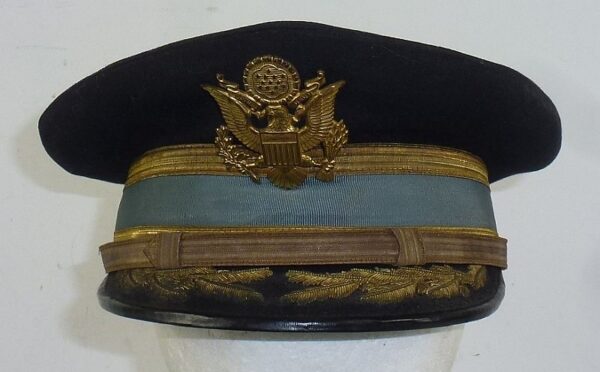 West German Made U.S. Army Field Grade Infantry Officer Dress Blue Visor Cap - Image 2