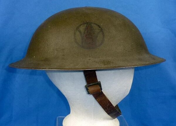 Painted WWI 89th Division Artillery Headquarters M1917 Combat Helmet - Image 4