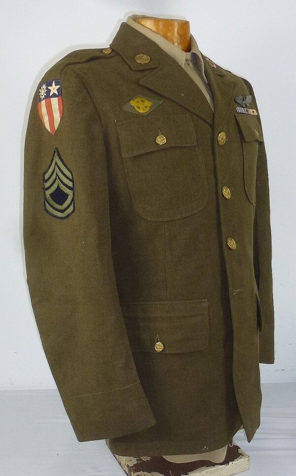WWII 14th Air Force Sergeant First Class Air Gunner Tunic and A-2 Flight Jacket - Image 7