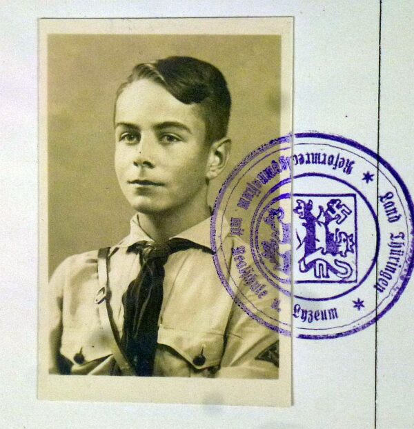 1936 Bronze DRL Sports Badge Award Document Booklet to an 18 Year Old Hitler Youth Member - Image 2