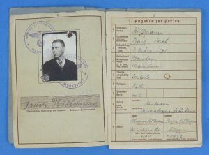 WWII German Army Wehrpass of a Landes Schutzen Battalion Soldier