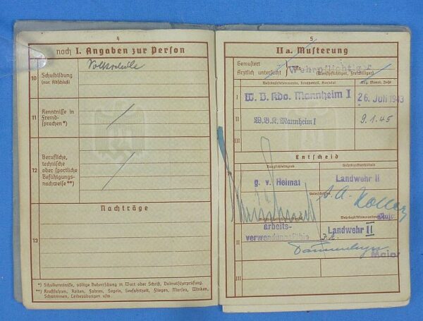 WWII German Army Wehrpass of a Landes Schutzen Battalion Soldier - Image 3