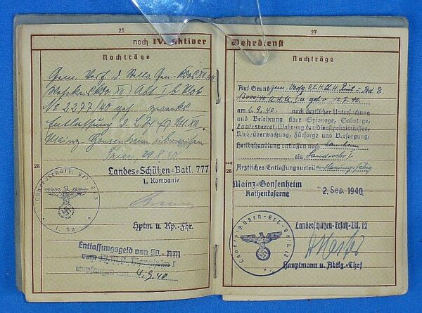 WWII German Army Wehrpass of a Landes Schutzen Battalion Soldier - Image 6