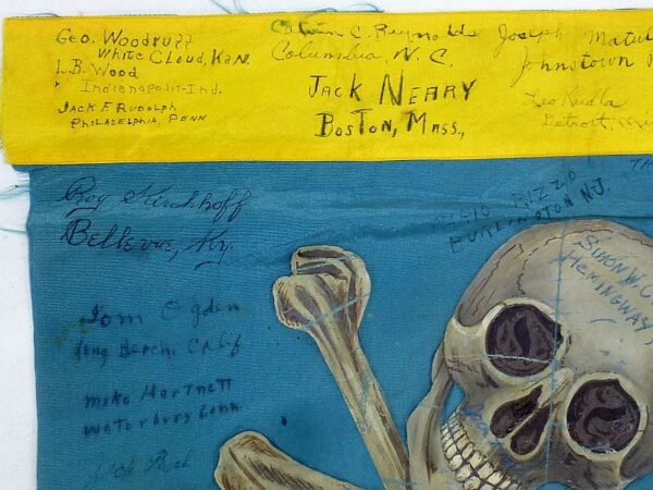 Signed WWII Skull and Crossbones Flag Fragment - Image 3