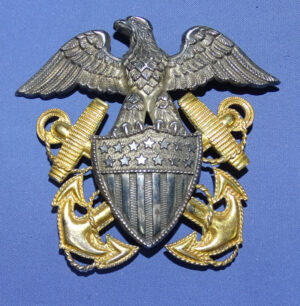 WWII Navy Officer's Visor Hat Insignia  - Sterling 1/20 10K