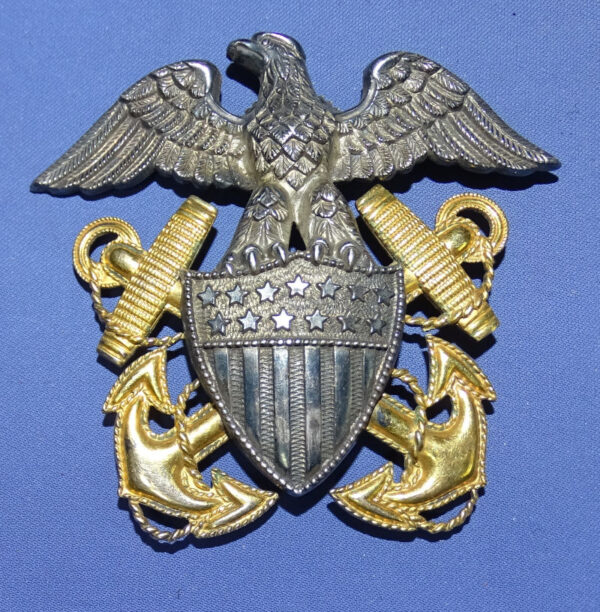 WWII Navy Officer's Visor Hat Insignia  - Sterling 1/20 10K